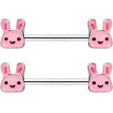 14G 9/16 Kawaii Cutie Easter Bunny Barbell Nipple Ring Set