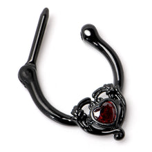 16G 5/16 Red CZ Gem Black Passion Heart Cartilage Clicker