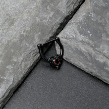 16G 5/16 Red CZ Gem Black Passion Heart Cartilage Clicker