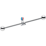 14G Easter Bunny Red Blue Ears Industrial Barbell 38mm