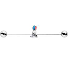 14G Easter Bunny Red Blue Ears Industrial Barbell 38mm