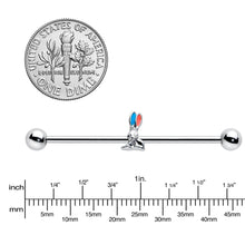 14G Easter Bunny Red Blue Ears Industrial Barbell 38mm