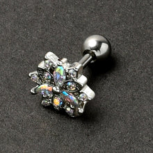 16G 1/4 Aurora CZ Gem Snowflake Style Cartilage Tragus Earring