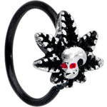 20G 5/16 Red Gem Black Pot Leaf Skull Nose Hoop