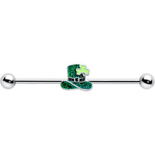 14G Glitter Top Hat Shamrock St Patricks Industrial Barbell 38mm
