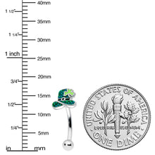 16G 5/16 Glitter Top Hat Shamrock St Patricks Curved Eyebrow Ring