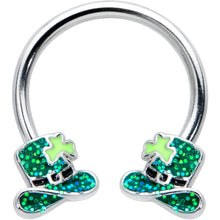 16G 3/8 Glitter Top Hat Shamrock Horseshoe Circular Barbell
