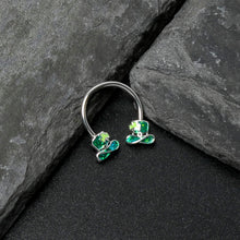 16G 3/8 Glitter Top Hat Shamrock Horseshoe Circular Barbell