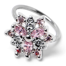 20G 5/16 Pink Clear CZ Gem Snowflake Nose Hoop