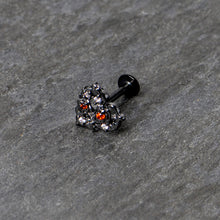 16G 5/16 Red Clear CZ Gem Black Floral Heart Labret Monroe Tragus
