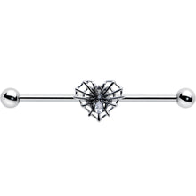 14G Clear CZ Gem Heart of Spider Industrial Barbell 38mm