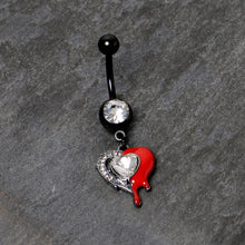 Clear Gem Black Bleeding Heart Dangle Belly Ring