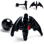 16G 1/4 Black Soaring Bat Cartilage Tragus Earring