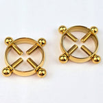 Gold Tone Bolt Style Clip on Non Pierced Nipple Ring Set