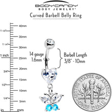 Clear Blue Gem Love Butterfly Heart Dangle Belly Ring