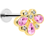 16G 1/4 Pink Gem Golden Crown Deluxe Labret