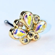 20G 1/4 Aurora Gem Golden Crown Deluxe Nose Bone