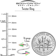 16G 3/8 Rainbow Cone Ends Spiral Twister Eyebrow Ring