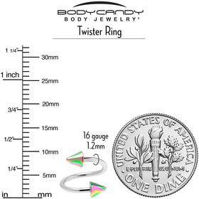 16G 3/8 Rainbow Cone Ends Spiral Twister Eyebrow Ring
