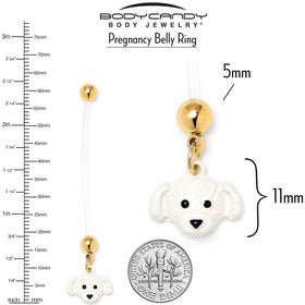 White Puppy Dog Face Dangle PTFE Pregnancy Belly Ring