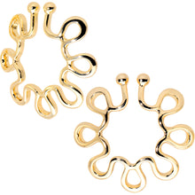 Gold Tone Trippy Flower Clip On Fake Nipple Ring Set