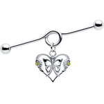 14G Yellow CZ Gem Heart Flower Butterfly Project Bar 38mm