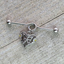 14G Yellow CZ Gem Heart Flower Butterfly Project Bar 38mm