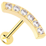 18G 5/16 Clear Gem Gold Tone Threadless Curved Arc Labret Tragus