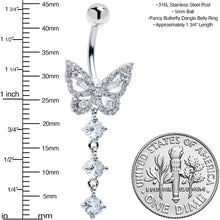 Clear Gem Dramatic Butterfly Dangle Belly Ring