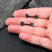 14G 9/16 Black Funky Skunk Barbell Nipple Ring Set