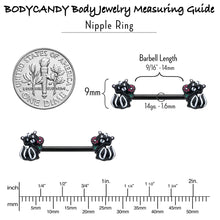 14G 9/16 Black Funky Skunk Barbell Nipple Ring Set