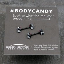 14G 9/16 Black Funky Skunk Barbell Nipple Ring Set