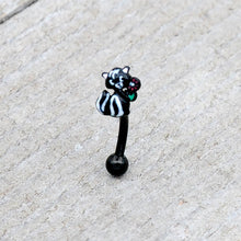 16G 5/16 Black Funky Skunk Curved Eyebrow Ring
