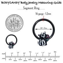 16G 3/8 Black Funky Skunk Hinged Segment Ring