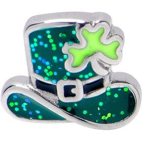 Glitter Top Hat Shamrock St Patricks Barbell Tongue Ring