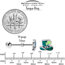 Glitter Top Hat Shamrock St Patricks Barbell Tongue Ring