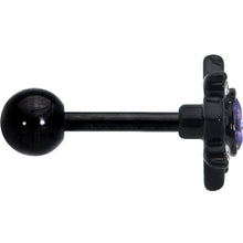 16G 1/4 Purple Gem Black Scrolling Hearts Cartilage Tragus Earring