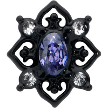 20G 7mm Purple Gem Black Scrolling Hearts L Shape Nose Ring