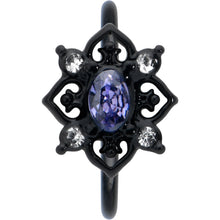 20G 5/16 Purple Gem Black Scrolling Hearts Nose Hoop