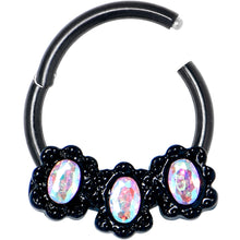 16G 3/8 Aurora Gem Black Magical Ovals Hinged Segment Ring