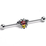 14G 1 /12 Buzzing Bee Rose Flower Industrial Barbell