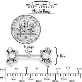 14G 9/16 Aurora CZ Gem Circles Threadless Barbell Nipple Ring Set
