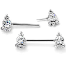 14G 9/16 Clear CZ Gem Style Threadless Barbell Nipple Ring Set