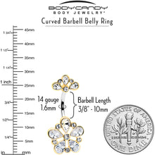 Clear Gem Filigree Flower Fantasy Double Mount Belly Ring