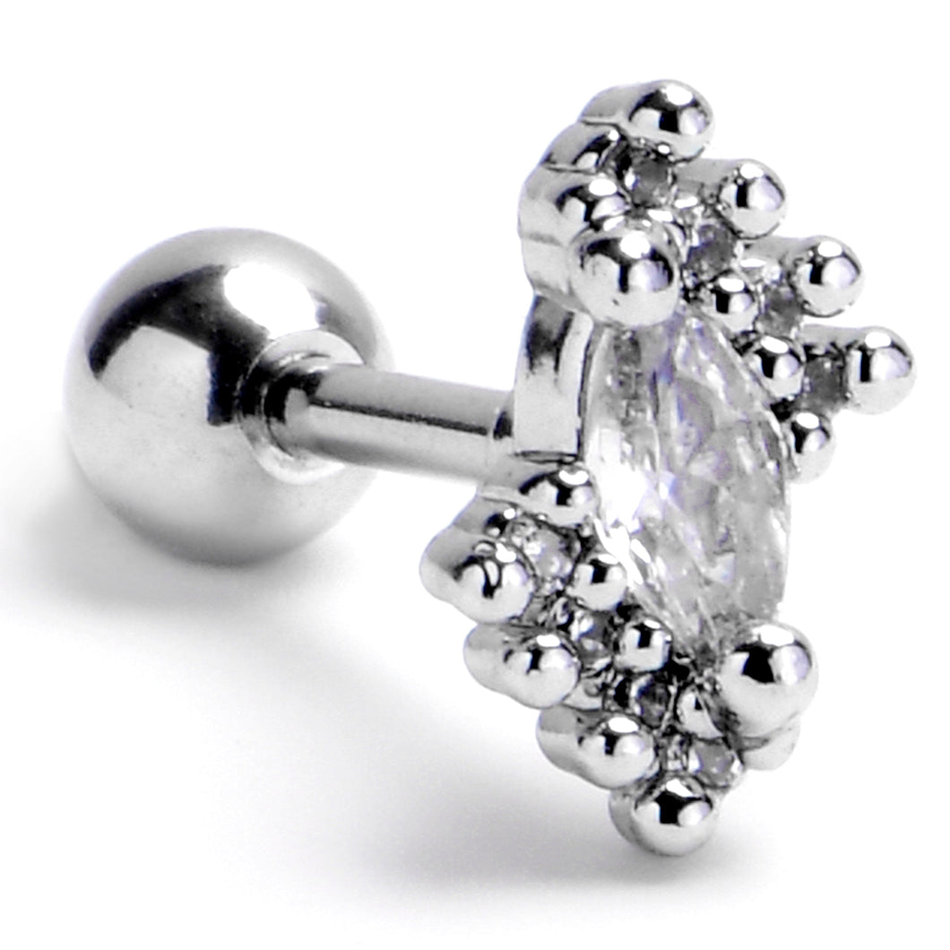 16G 1/4 Clear Gem Firey Drop Cartilage Tragus Earring
