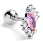 16G 1/4 Pink Gem Firey Drop Cartilage Tragus Earring