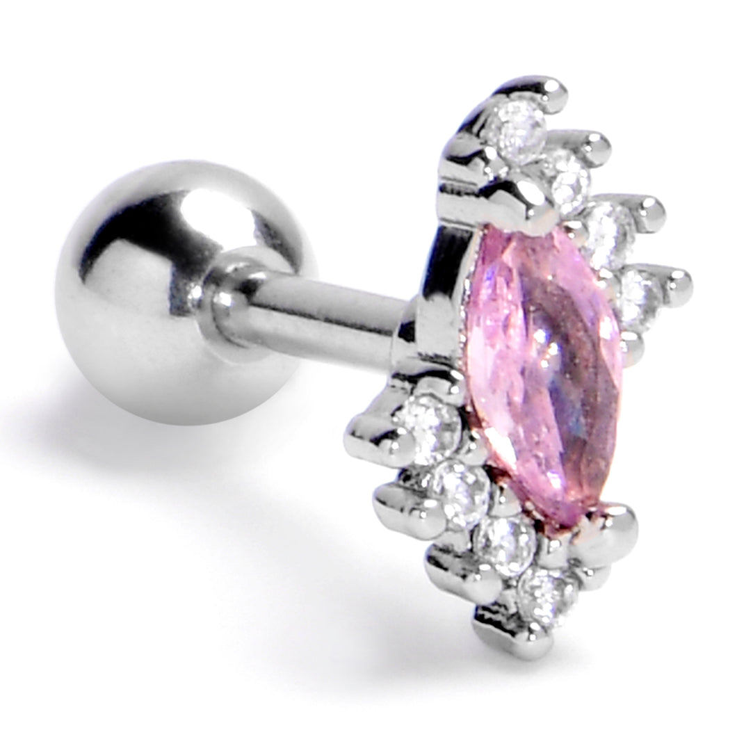 16G 1/4 Pink Gem Firey Drop Cartilage Tragus Earring