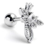16G 1/4 Clear Gem Bold Dragonfly Cartilage Tragus Earring