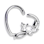 16G 3/8 Clear Gem Bold Dragonfly Heart Left Side Cartilage Earring