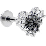 16G 5/16 Clear CZ Gem Heart of Spider Labret Monroe Tragus